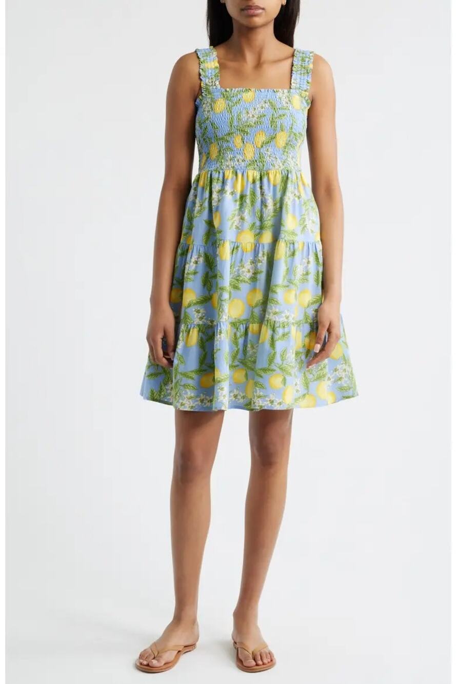 NWT Beachlunchlounge Alice Tiered Sundress Lemon Drop L